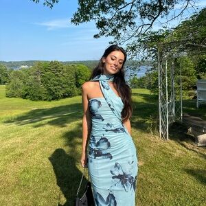 Elegant Blue Floral Maxi Dress PEPPER MAYO